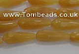 CTR75 15.5 inches 6*16mm faceted teardrop yellow jade beads