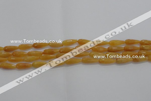 CTR75 15.5 inches 6*16mm faceted teardrop yellow jade beads