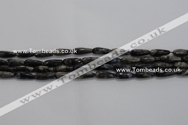 CTR78 15.5 inches 6*16mm faceted teardrop grey opal gemstone beads