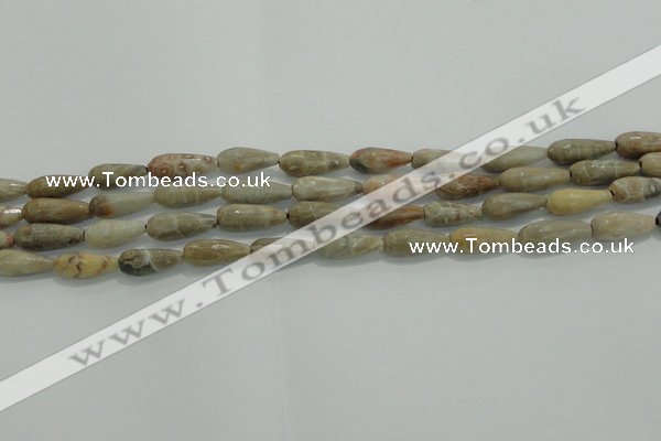 CTR81 15.5 inches 6*16mm faceted teardrop chrysanthemum agate beads