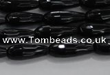 CTR82 15.5 inches 6*16mm faceted teardrop black agate beads