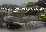 CTR87 15.5 inches 6*16mm faceted teardrop grey botswana agate beads