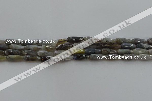 CTR87 15.5 inches 6*16mm faceted teardrop grey botswana agate beads