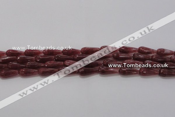 CTR92 15.5 inches 8*20mm faceted teardrop strawberry quartz beads