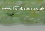CTR93 15.5 inches 8*20mm faceted teardrop green rutilated quartz beads