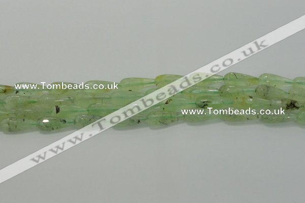 CTR93 15.5 inches 8*20mm faceted teardrop green rutilated quartz beads