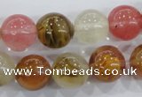 CTS06 15.5 inches 14mm round tigerskin glass beads wholesale