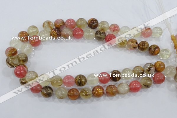 CTS06 15.5 inches 14mm round tigerskin glass beads wholesale