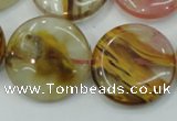 CTS50 15.5 inches 25mm flat round tigerskin glass beads wholesale