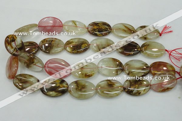 CTS51 15.5 inches 22*30mm oval tigerskin glass beads wholesale