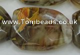 CTS54 30*40mm faceted & twisted rectangle tigerskin glass beads