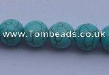 CTU10 15.5 inches 25mm round blue turquoise strand beads Wholesale