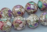 CTU107 16 inches 14mm round dyed flower turquoise beads wholesale