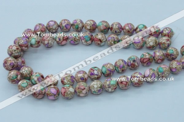 CTU107 16 inches 14mm round dyed flower turquoise beads wholesale