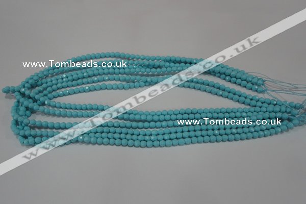 CTU1220 15.5 inches 4mm faceted round synthetic turquoise beads