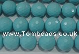 CTU1222 15.5 inches 8mm faceted round synthetic turquoise beads