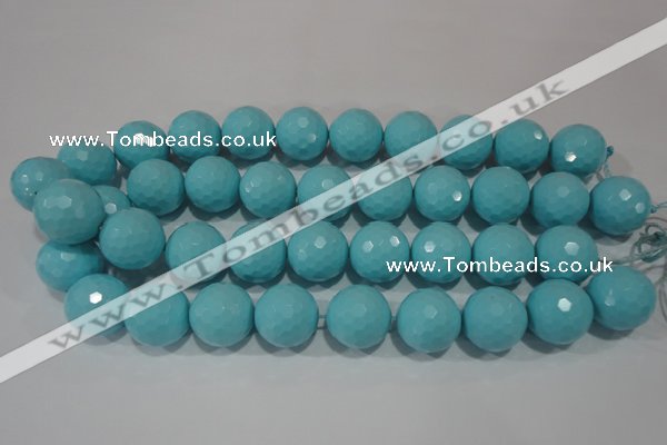 CTU1222 15.5 inches 8mm faceted round synthetic turquoise beads
