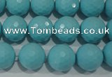 CTU1223 15.5 inches 10mm faceted round synthetic turquoise beads