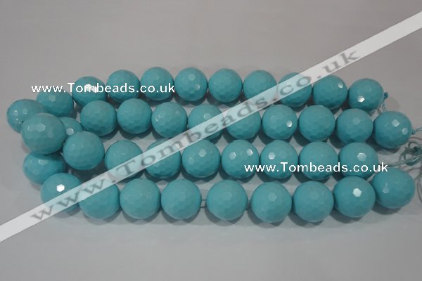 CTU1224 15.5 inches 12mm faceted round synthetic turquoise beads