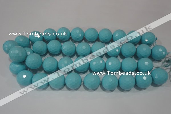 CTU1226 15.5 inches 16mm faceted round synthetic turquoise beads