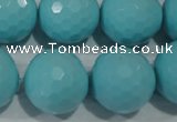 CTU1228 15.5 inches 20mm faceted round synthetic turquoise beads