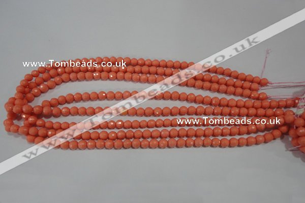 CTU1322 15.5 inches 6mm faceted round synthetic turquoise beads