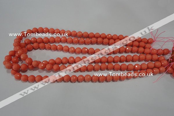 CTU1323 15.5 inches 8mm faceted round synthetic turquoise beads