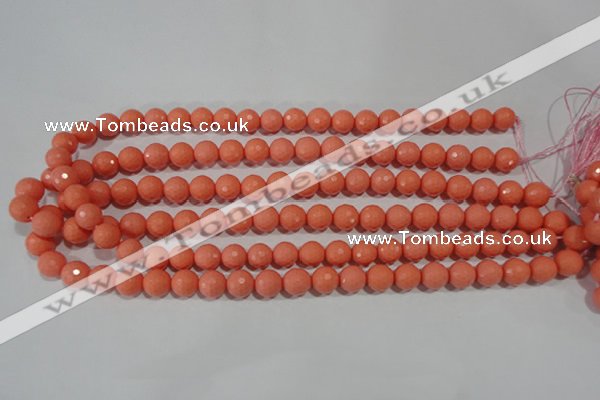 CTU1324 15.5 inches 10mm faceted round synthetic turquoise beads