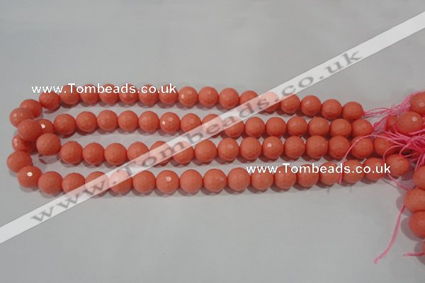 CTU1325 15.5 inches 12mm faceted round synthetic turquoise beads