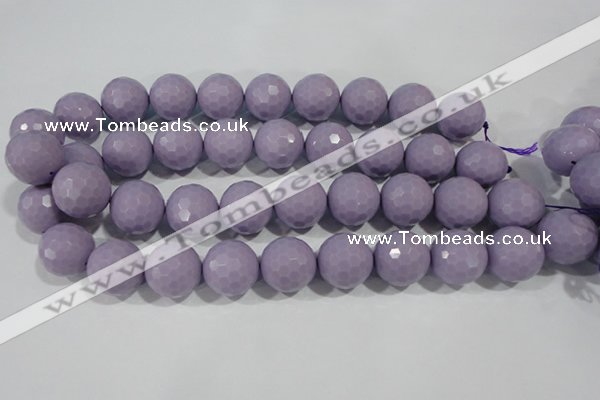 CTU1410 15.5 inches 4mm faceted round synthetic turquoise beads