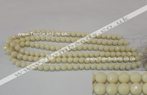 CTU1443 15.5 inches 8mm faceted round synthetic turquoise beads