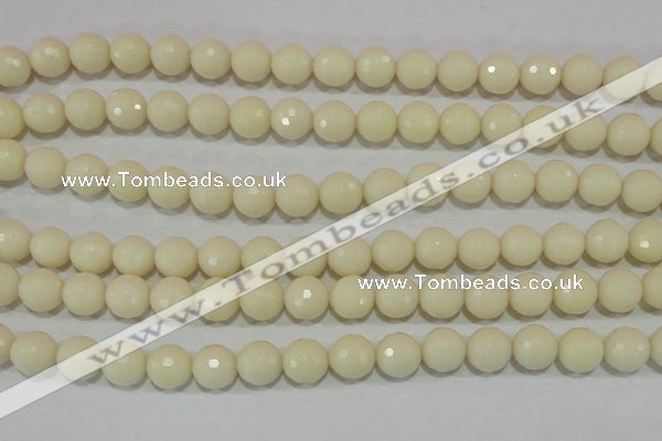 CTU1444 15.5 inches 10mm faceted round synthetic turquoise beads