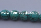 CTU15 15.5 inches 12mm faceted round blue turquoise beads Wholesale