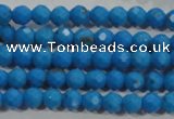 CTU1631 15.5 inches 6mm faceted round synthetic turquoise beads