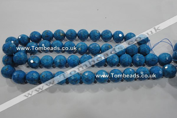 CTU1632 15.5 inches 8mm faceted round synthetic turquoise beads