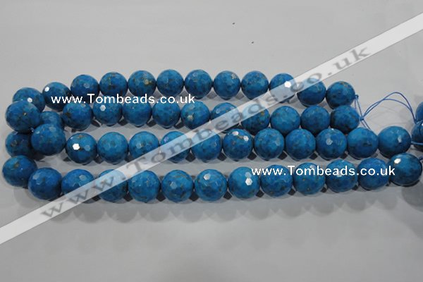 CTU1634 15.5 inches 12mm faceted round synthetic turquoise beads