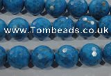 CTU1635 15.5 inches 14mm faceted round synthetic turquoise beads