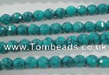 CTU1682 15.5 inches 6mm faceted round synthetic turquoise beads