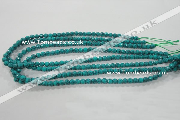 CTU1682 15.5 inches 6mm faceted round synthetic turquoise beads