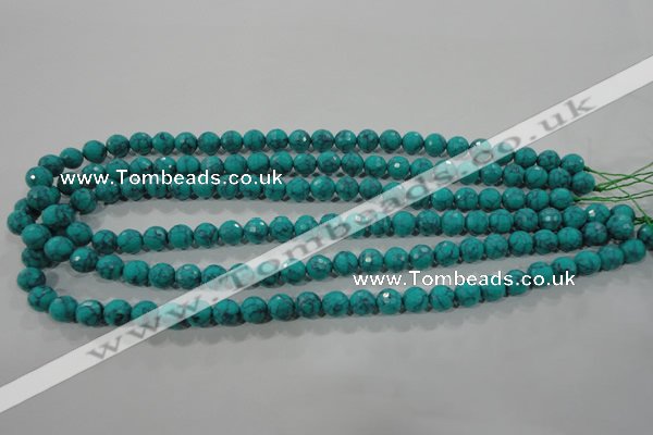 CTU1683 15.5 inches 8mm faceted round synthetic turquoise beads