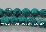 CTU1684 15.5 inches 10mm faceted round synthetic turquoise beads