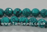 CTU1684 15.5 inches 10mm faceted round synthetic turquoise beads