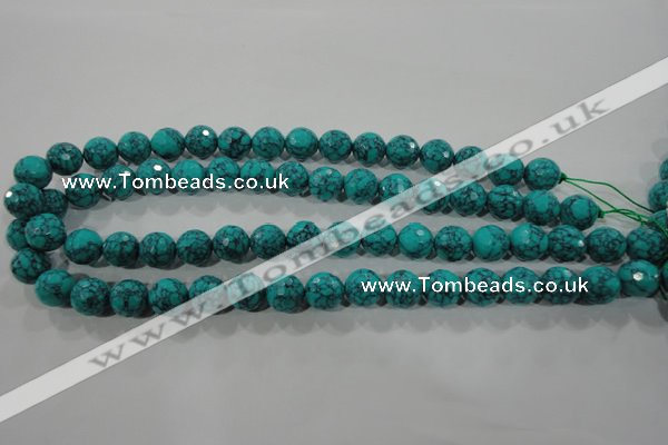 CTU1684 15.5 inches 10mm faceted round synthetic turquoise beads