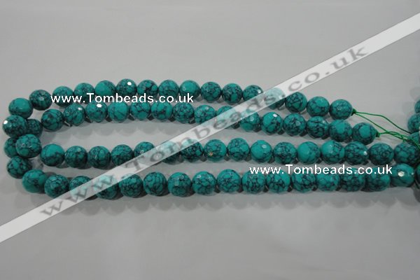 CTU1685 15.5 inches 12mm faceted round synthetic turquoise beads