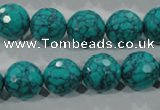 CTU1686 15.5 inches 14mm faceted round synthetic turquoise beads