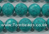 CTU1687 15.5 inches 16mm faceted round synthetic turquoise beads