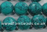 CTU1688 15.5 inches 18mm faceted round synthetic turquoise beads