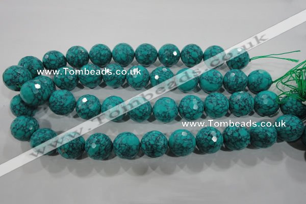 CTU1688 15.5 inches 18mm faceted round synthetic turquoise beads