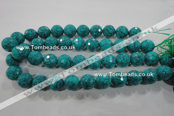 CTU1689 15.5 inches 20mm faceted round synthetic turquoise beads