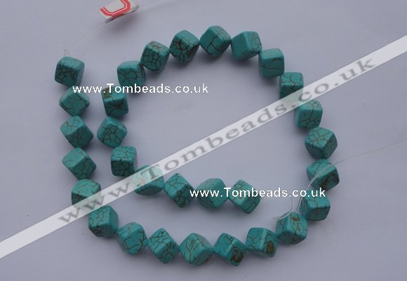 CTU18 15.5 inches 10*10mm cublc blue turquoise strand beads Wholesale